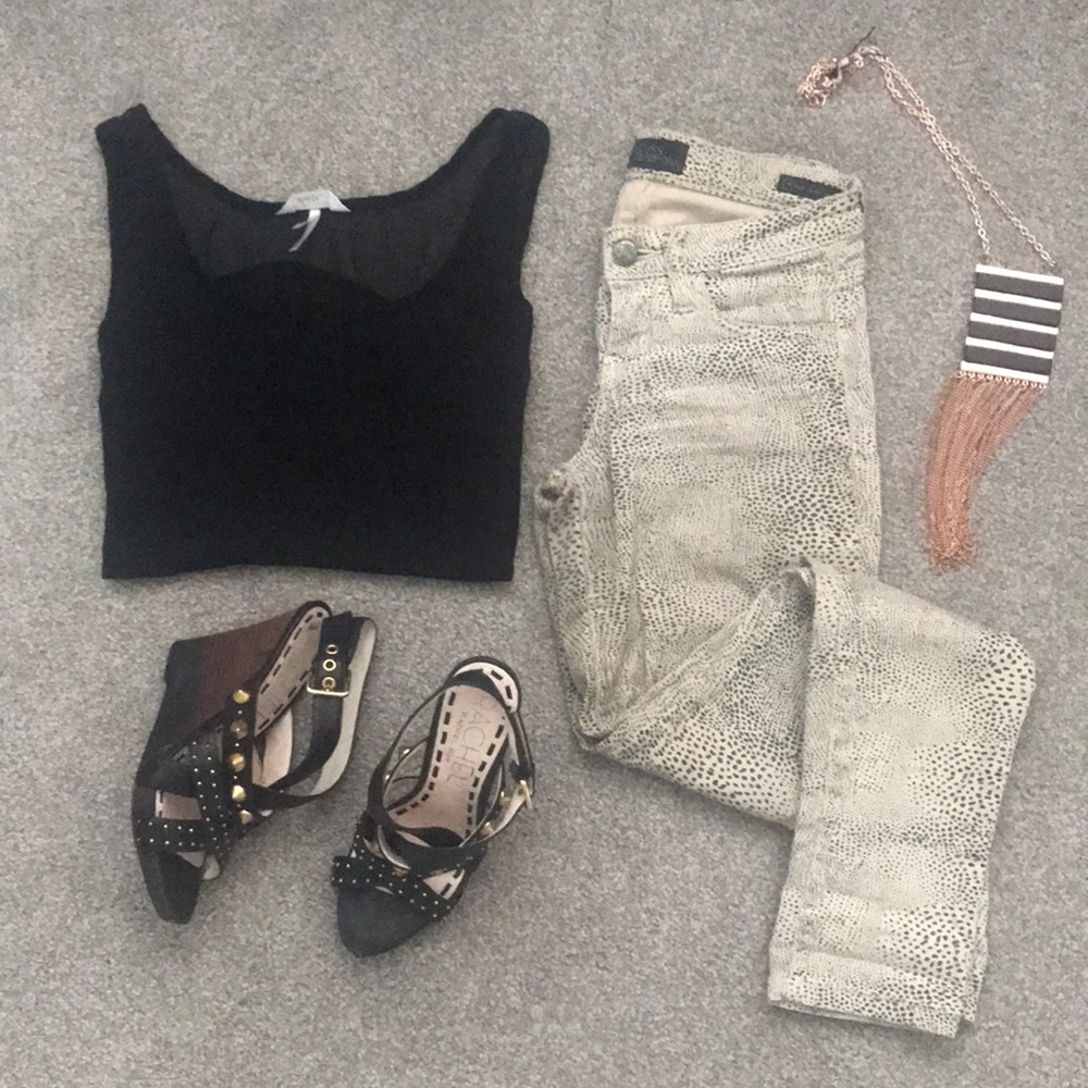 Tan Dalmatian/leopard print jeans